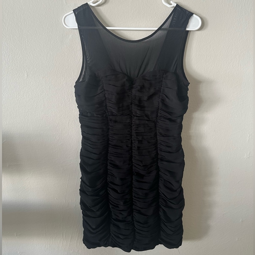 Black ruched mini dress